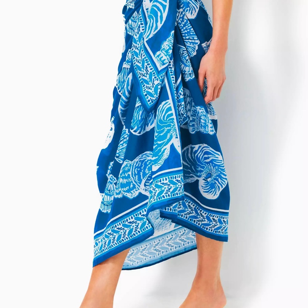 Brand New Lilly Pulitzer Sharol Pareo Cover-Up Barton Blue Shell Of A Good Time - Picture 3 of 6